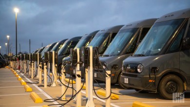 Electric trucks being charged