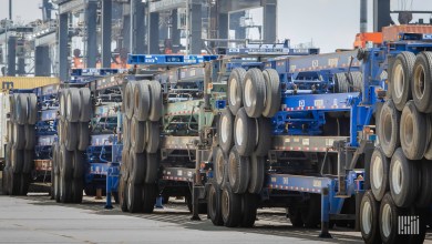 Stacked intermodal chassis.