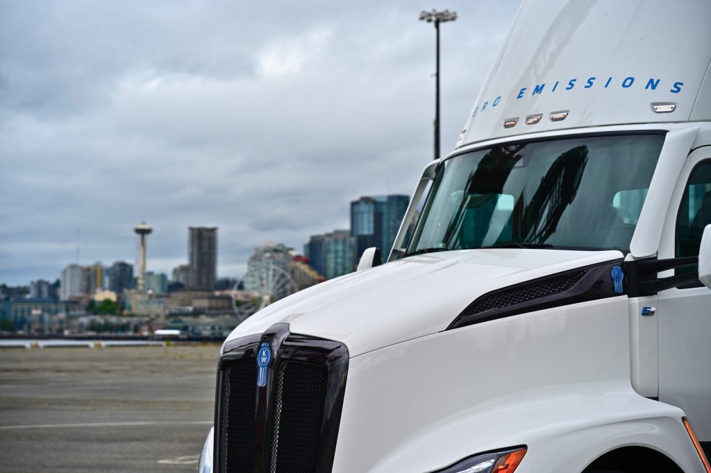 Electric truck at the Port of Tacoma