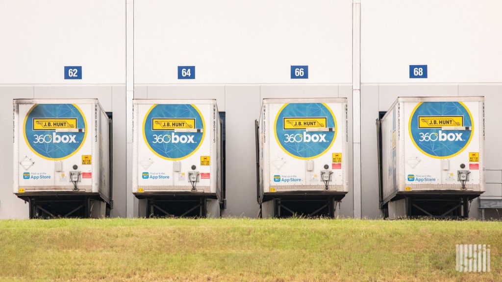 JB Hunt 360box trailers at a loading dock