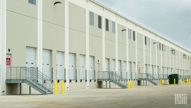A photo of empty loading docks at a warehouse