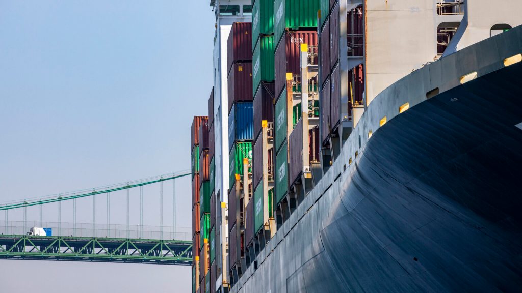Container ship at port