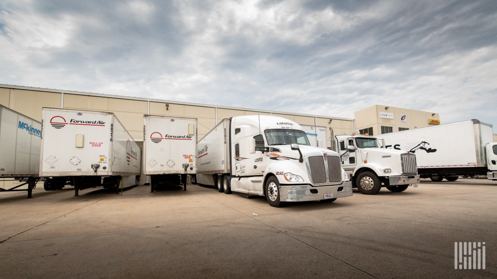 Forward Air trailers at an airport terminal