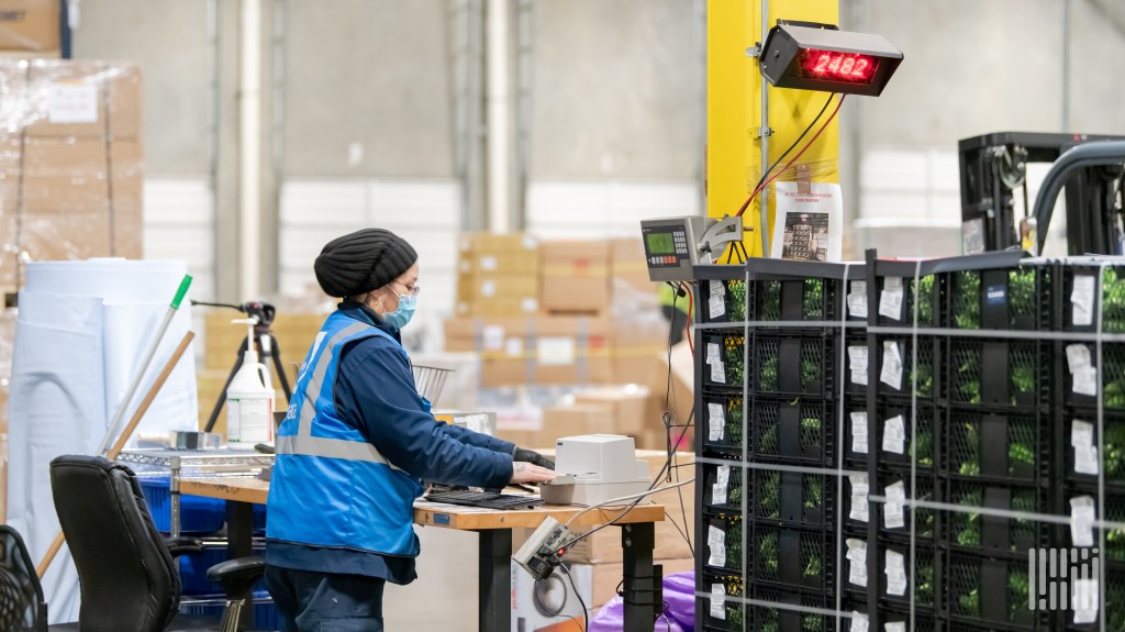 a worker inspecting a shipment at a cold storage facility