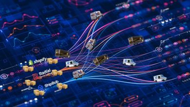 Neural networks, electronic motherboard in blue with lines. Tech.