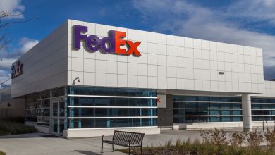 A large building with FedEx logo in upper corner.