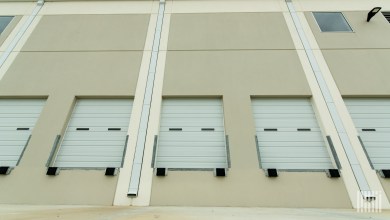 closed dock doors at a warehouse