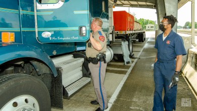 truck getting inspected