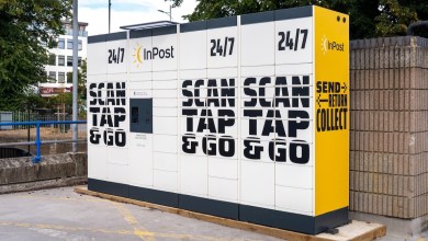 Large parcel locker on a city street.