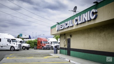 trucks at medical clinic