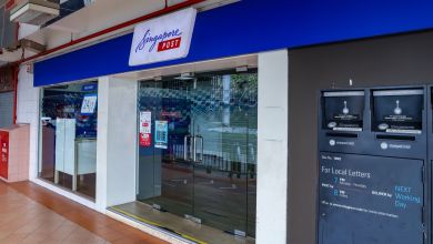 Interior front entrance to a Singapore Post post office.