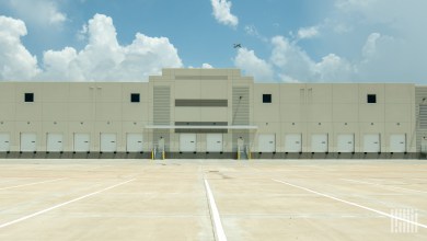 Closed dock doors at a warehouse