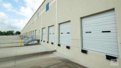closed dock doors at a warehouse