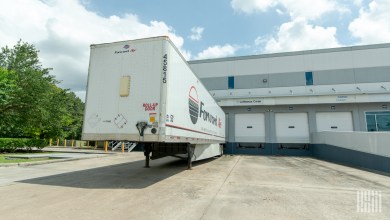 A Forward Air trailer at a Lufthansa Cargo facility