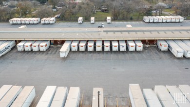 An overhead view of an active Yellow terminal before closing in July 2023