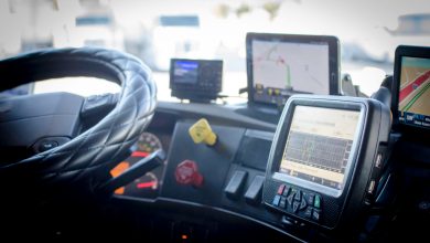 ELD device in truck cab