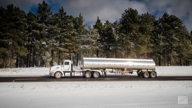 Tanker truck in winter