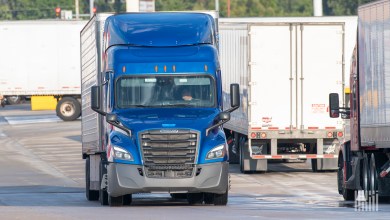 truck driver entering parking lot