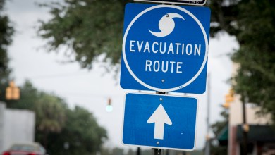Hurricane evacuation route sign.