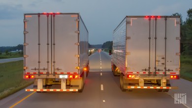 rear view of trucks at night