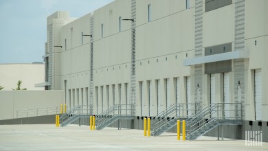 Closed dock doors at a warehouse