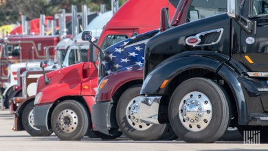 trucks parked in lot