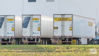 JB Hunt trailers parked at a warehouse