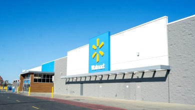 Front view of a Walmart store.