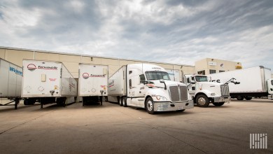Forward Air trailers at an airport facility