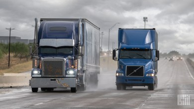 front view of tractor-trailers on a highway
