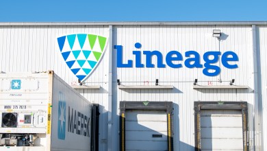 A Maersk container at a Lineage warehouse