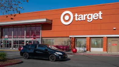 Red Target storefront with a car driving in front.