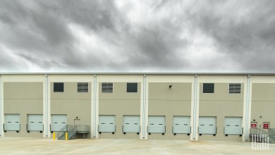 a warehouse with closed doors