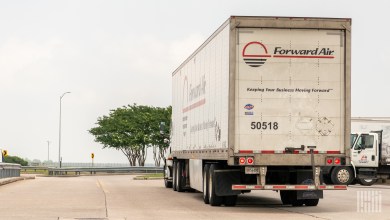 a Forward Air truck leaving a terminal