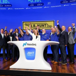 J.B. Hunt celebrates 65 years, rings Nasdaq opening bell