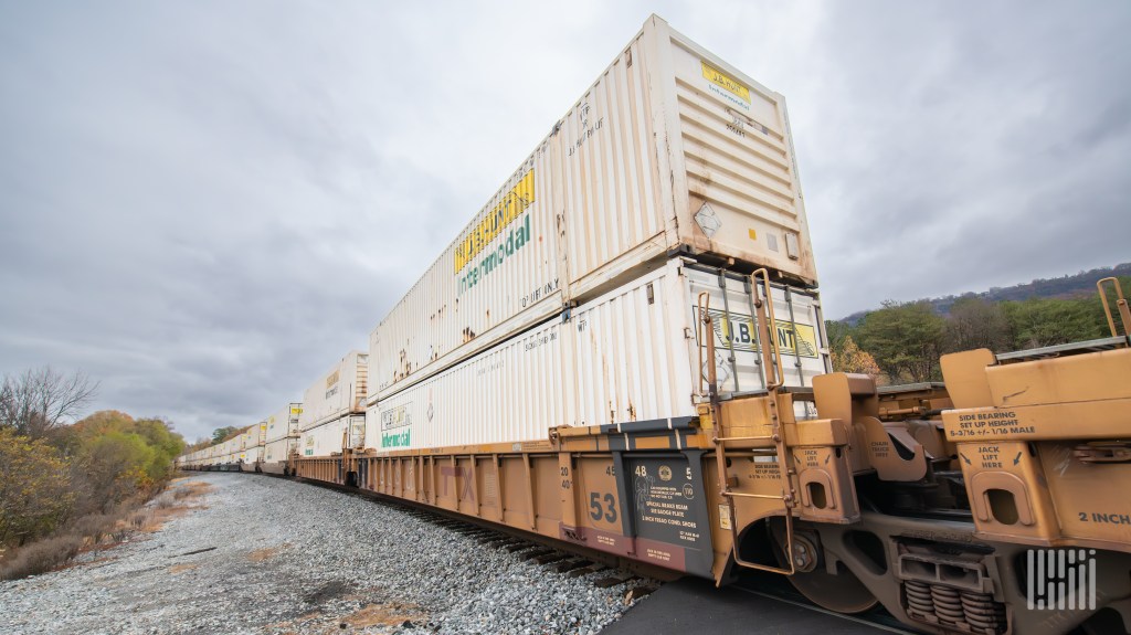 JB Hunt containers on well cars