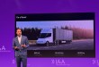 Dan Priestley presents Tesla Semi European specifications during a keynote at IAA Transportation 2026 in Hannover