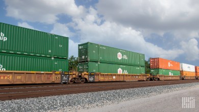 Hub Group containers on well cars