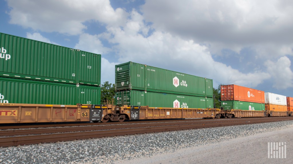 Hub Group containers on well cars
