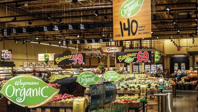 Organic produce section at a Wegmans supermarket store.