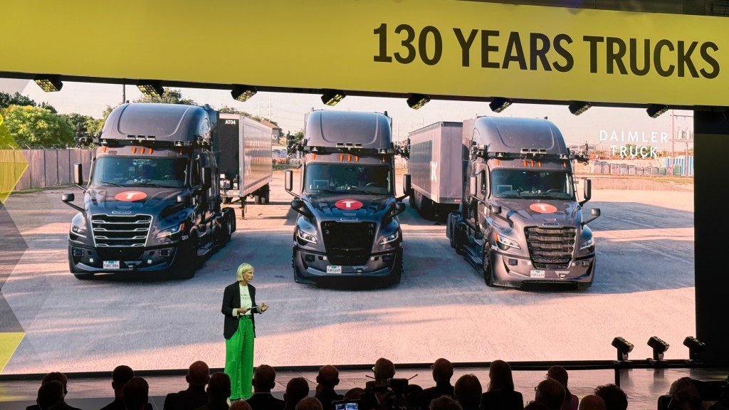 Daimler Truck CEO Karin Rådström presents Torc autonomous trucking plans at IAA Transportation 2026 in Hanover