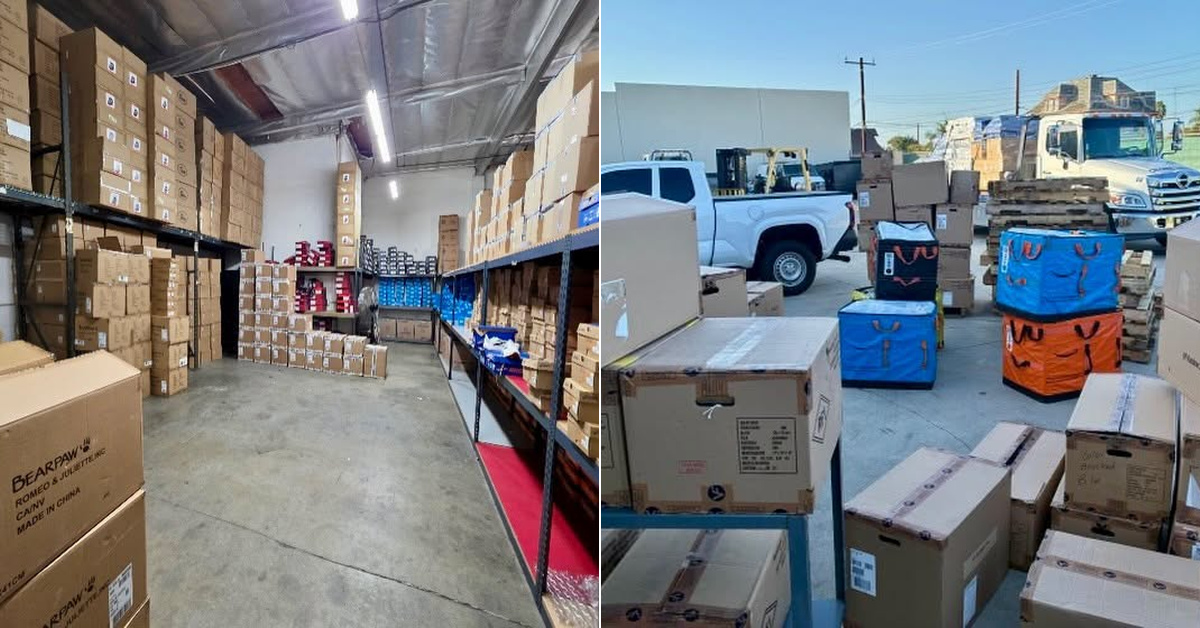 LAPD detectives recovered 59 pallets of stolen merchandise worth about $1 million from a Whittier, California, business. (Photos: LAPD)