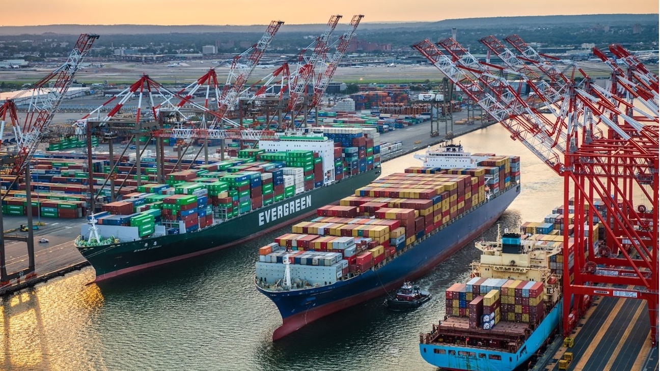 Container rates from Asia to New York-New Jersey (pictured) and other East Coast ports could see a more rapid decline than West Coast prices. (Photo: Port Authority of New York-New Jersey)