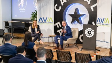 FMCSA Administrator Derek Barrs and Aurora’s Ossa Fisher at an Autonomous Vehicle Industry Association fireside chat