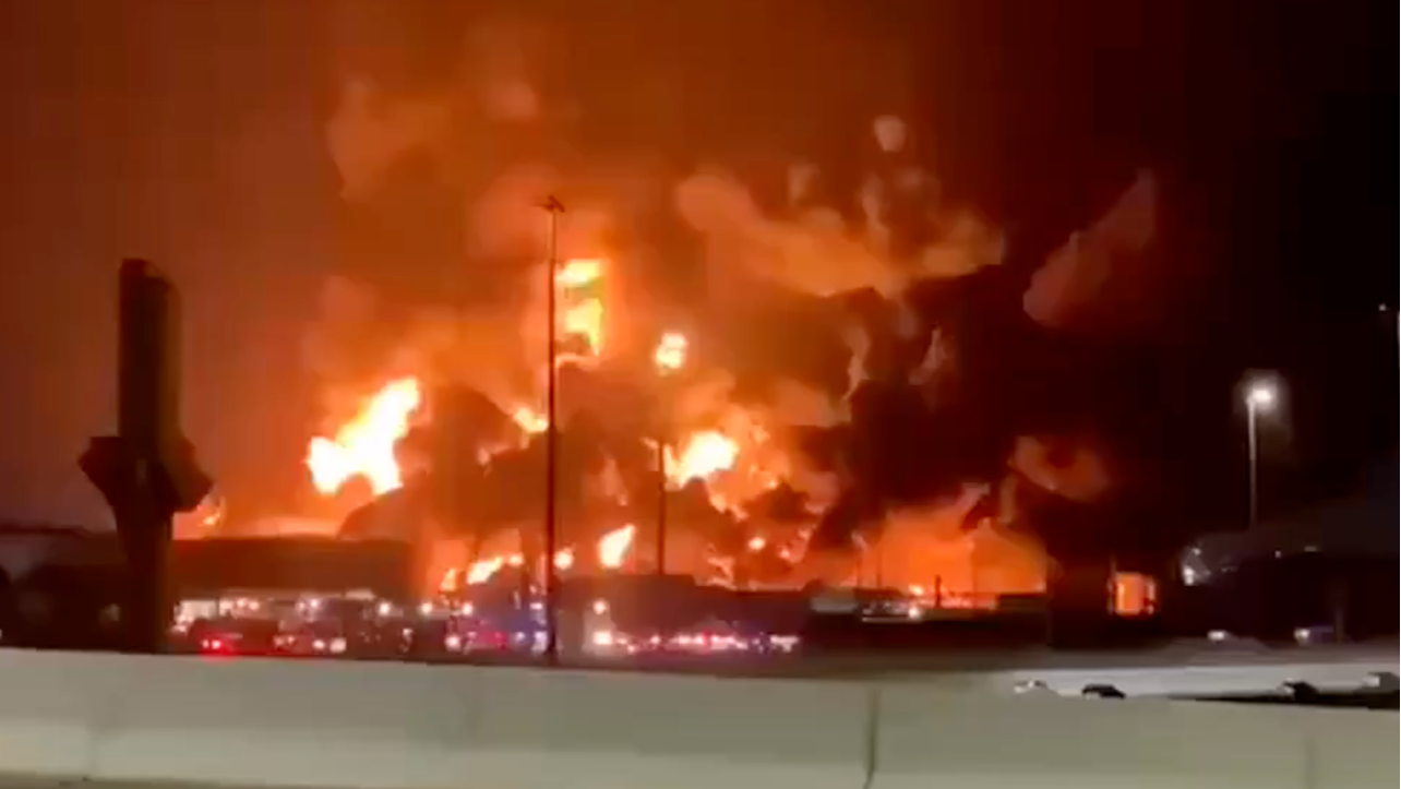 Saudi Arabia confirmed Houthi missiles hit the headquarters of Saudi oil producer Aramco. (Photo: Screencap from social media.)