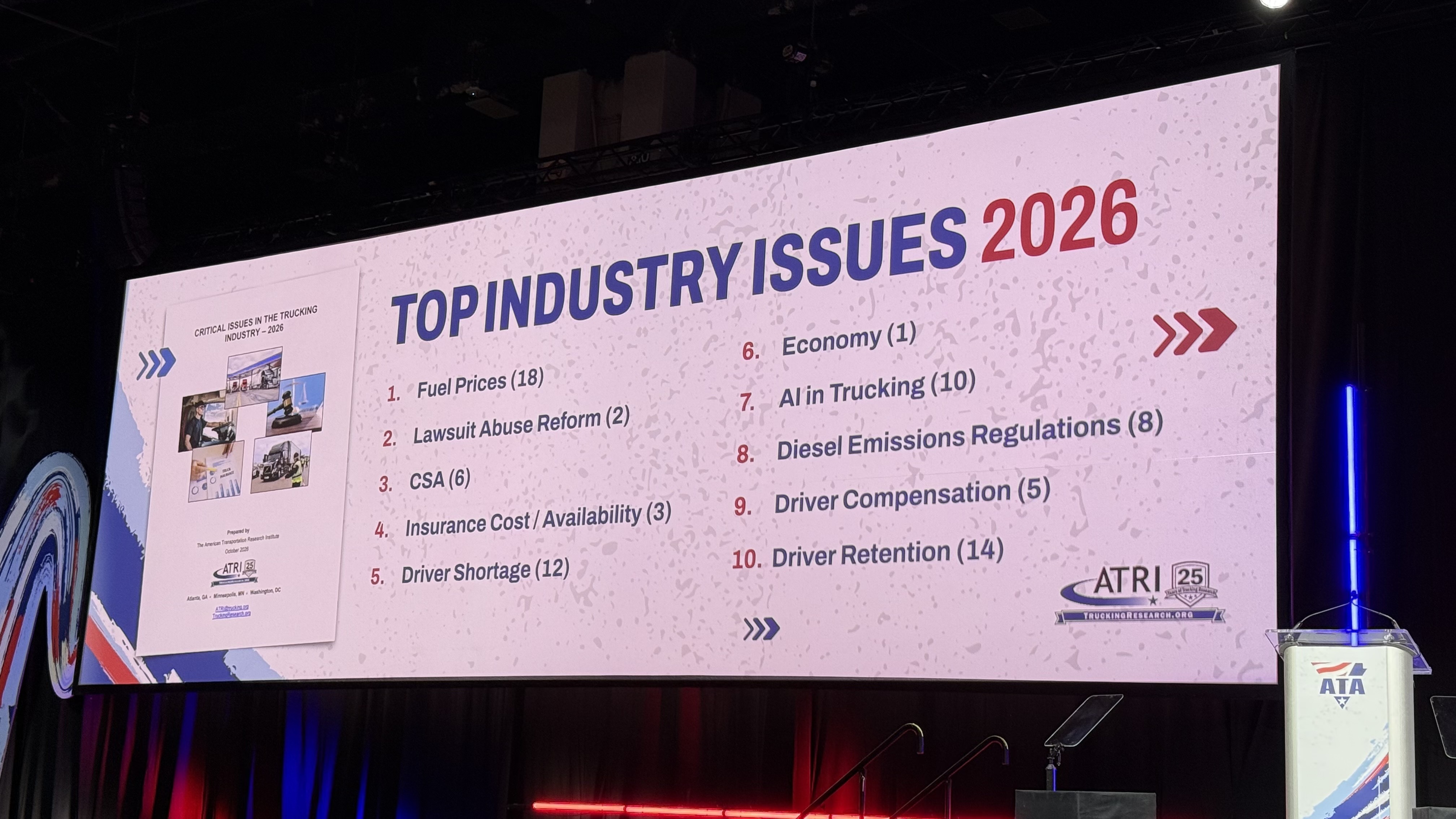 From the ATRI presentation at the ATA MCE meeting in Charlotte. (Photo: FreightWaves)