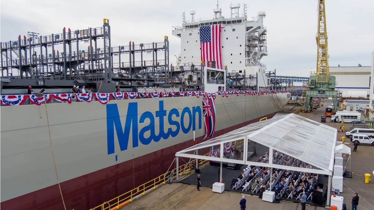 The Matson Makua is the first of a three-ship order at Hanwha Philly Shipyard. (Photo: Matson)