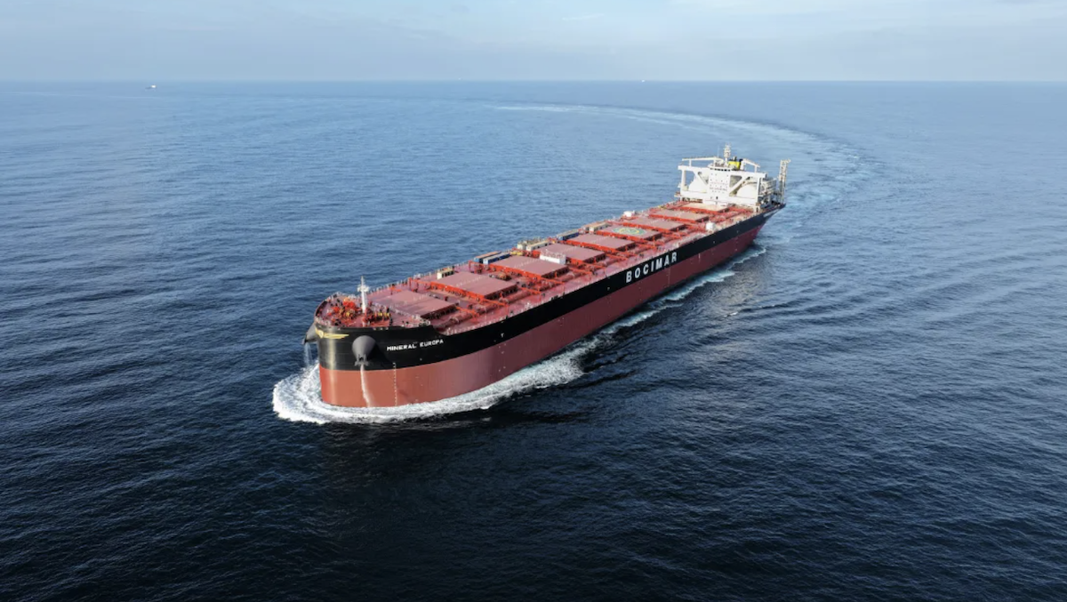 The Mineral Europa is said to be the first ammonia-powered dry bulk vessel. (Photo: CMB.Tech)