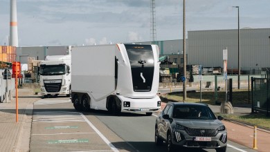 Einride autonomous electric truck operating on a public road