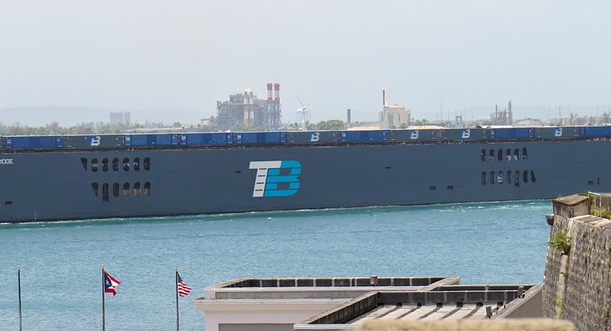 A Trailer Bridge vessel is pictured in San Juan, Puerto Rico. (Photo: Trailer Bridge)